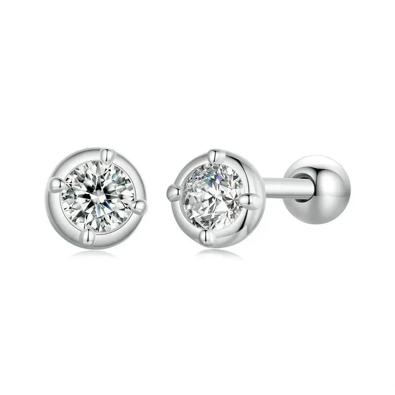 0.1 Ct Moissanite Stud Earrings 925 Sterling Silver Round Bridal Jewelry