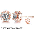 1 Carat D Color Moissanite Stud Earrings 18K Gold Plated 925 Silver
