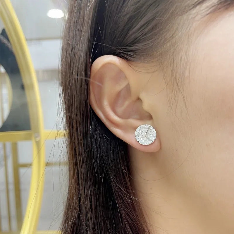 0.8ct Round Star Cut Moissanite D Color Halo Rhodium 925 Sterling Silver Studs