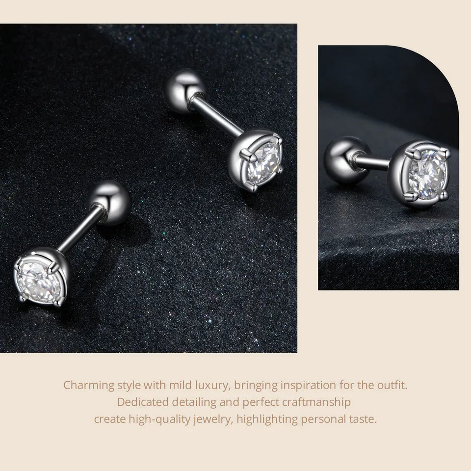 0.1 Ct Moissanite Stud Earrings 925 Sterling Silver Round Bridal Jewelry