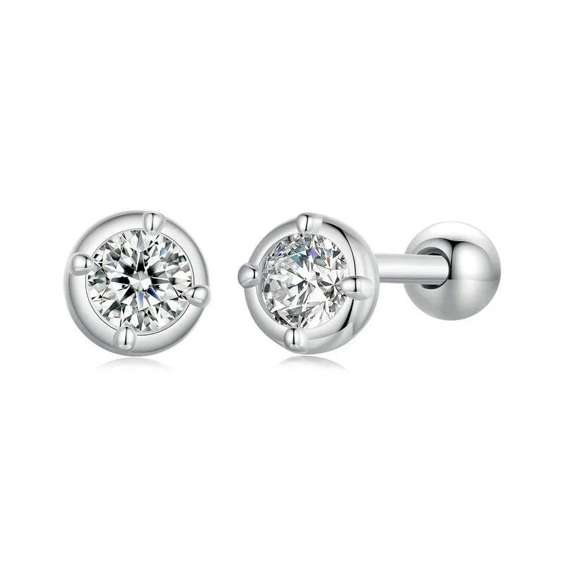 0.1 Ct Moissanite Stud Earrings 925 Sterling Silver Round Bridal Jewelry