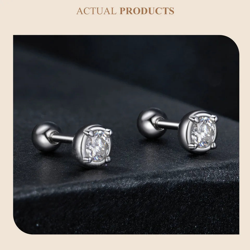 0.1 Ct Moissanite Stud Earrings 925 Sterling Silver Round Bridal Jewelry
