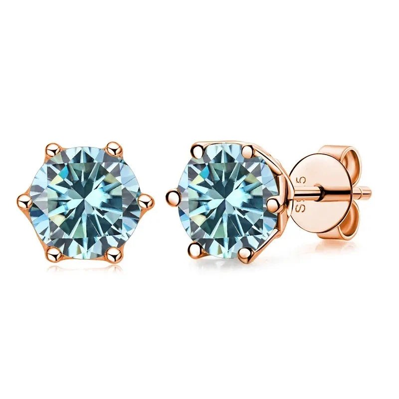 0.5-1ct D Color Moissanite Stud Earrings 925 Sterling Silver Gold Plated