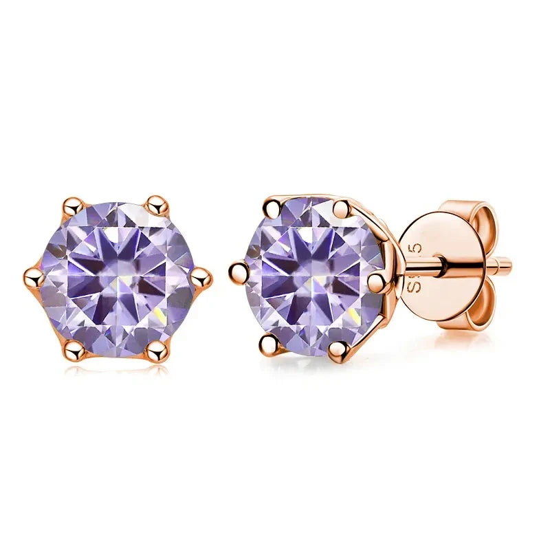 0.5-1ct D Color Moissanite Stud Earrings 925 Sterling Silver Gold Plated