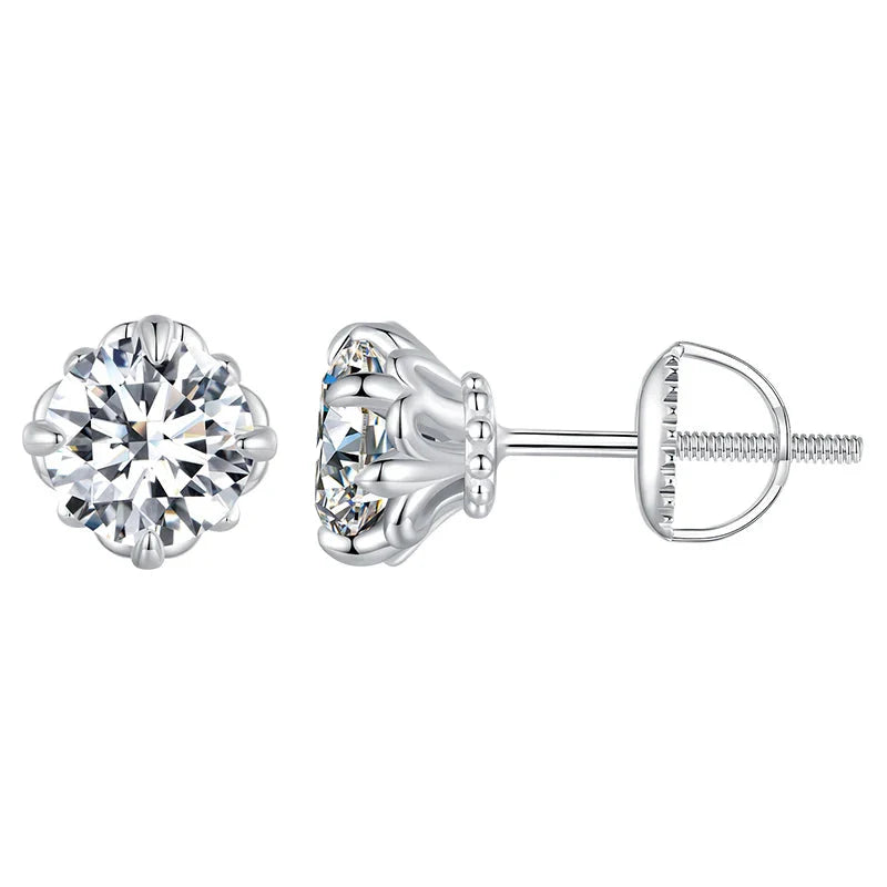 0.5/1ct D Color VVS1 Moissanite Stud Earrings S925 Sterling Screw Back