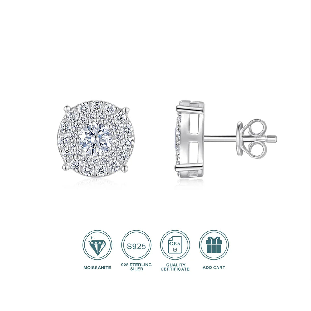 0.5Ct Moissanite Stud Earrings 925 Sterling Silver 18K Gold Plated Hypoallergenic