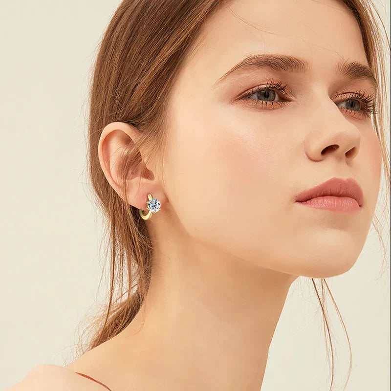 1 Carat Moissanite Stud Earrings 925 Sterling Silver Six-Prong Wedding Gift