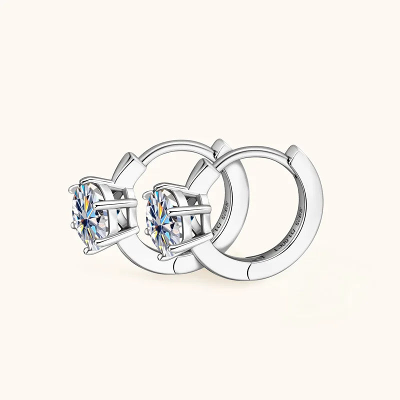 1 Carat Moissanite Stud Earrings 925 Sterling Silver Six-Prong Wedding Gift