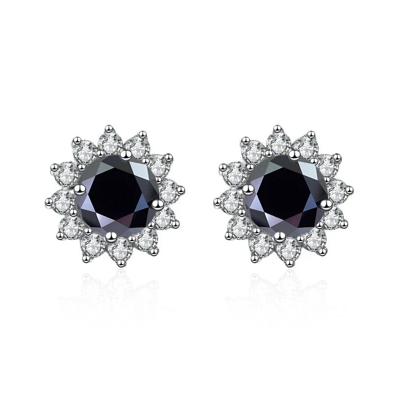 1 Ct D Color Moissanite Earrings 925 Sterling Silver Sunflower Studs For Women Wedding
