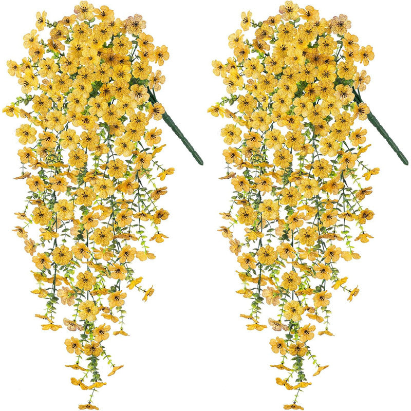 Purple hanging artificial flowers, vines for wedding arch, home, garden, party, autumn decor, fake eucalyptus, plant decor, 2 pc