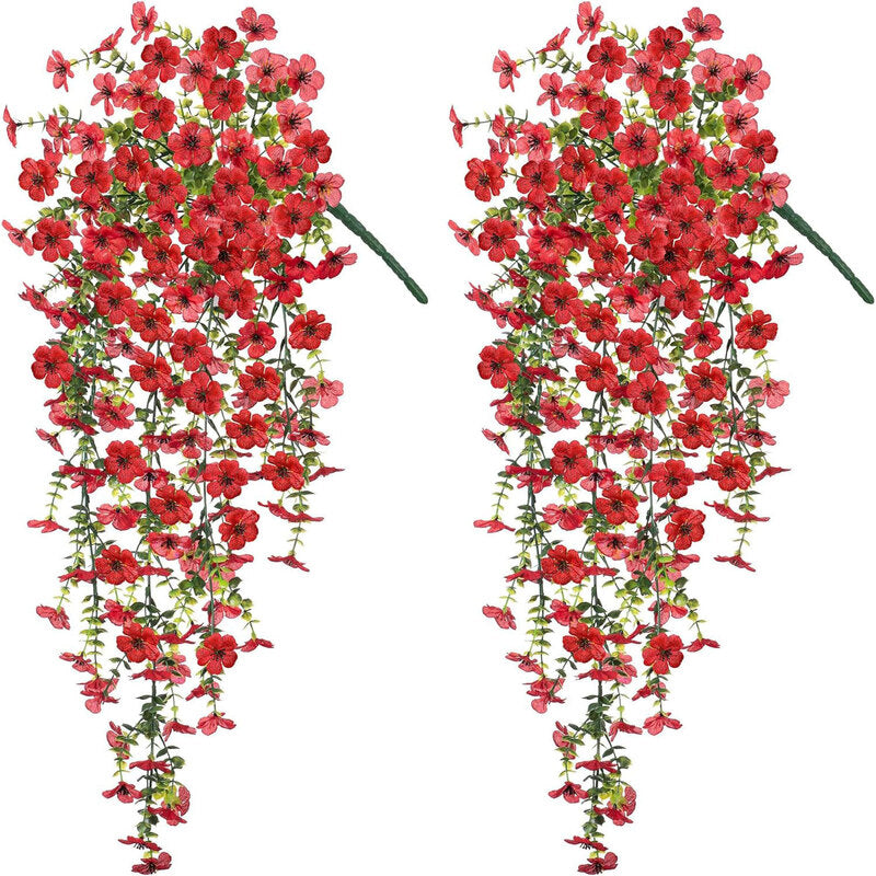 Purple hanging artificial flowers, vines for wedding arch, home, garden, party, autumn decor, fake eucalyptus, plant decor, 2 pc