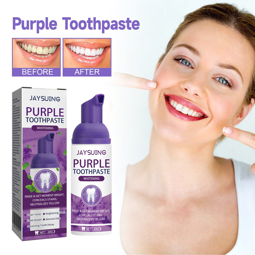 Purple Tooth Whitening Toothpaste, Brightens Teeth Cleans Stains And Relieves Bad Breath Beautiful Teeth Toothpaste