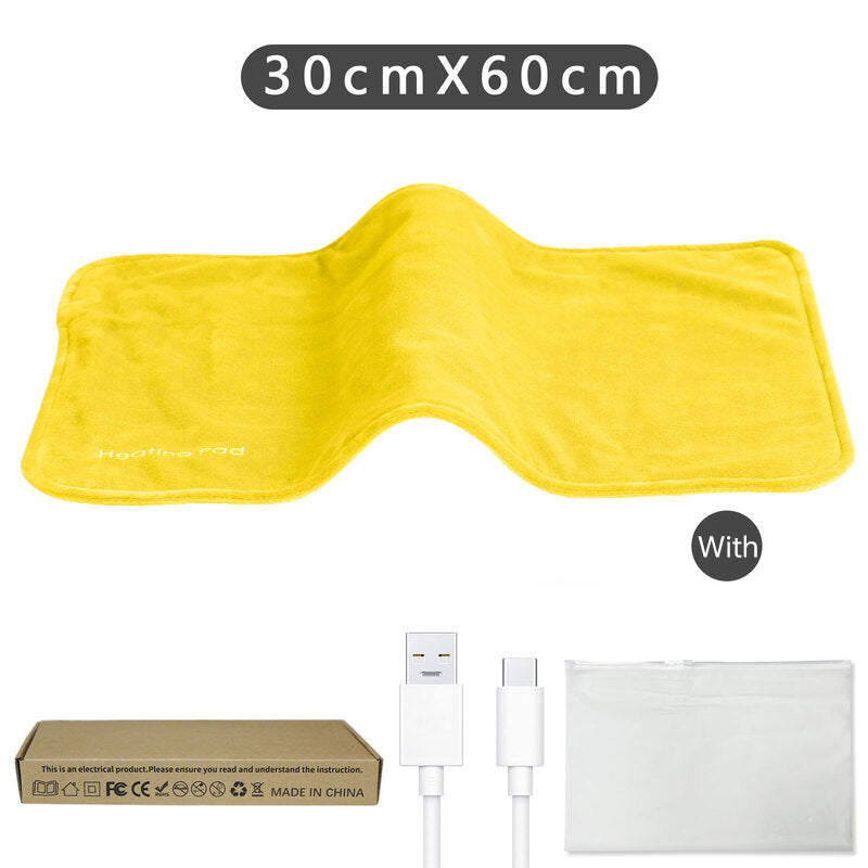 **5V USB grey heating pad (19.6x11.8") with 59" cable for cramps & back pain, works as mini heated blanket.**