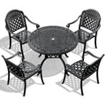 (Cushions In Random Colors)5-Piece Set Of Cast Aluminum Patio Furniture With Cushions
