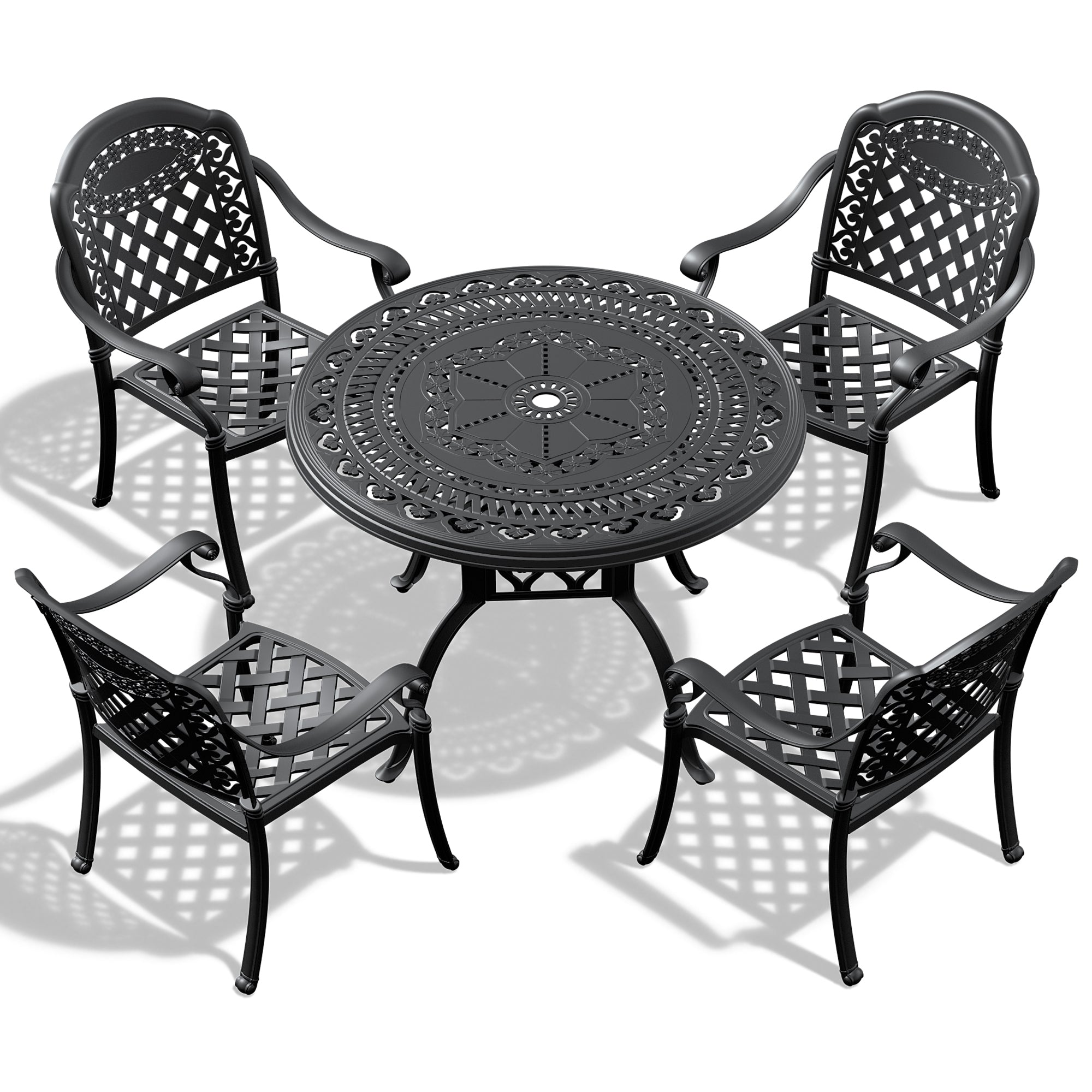 (Cushions In Random Colors)5-Piece Set Of Cast Aluminum Patio Furniture With Cushions