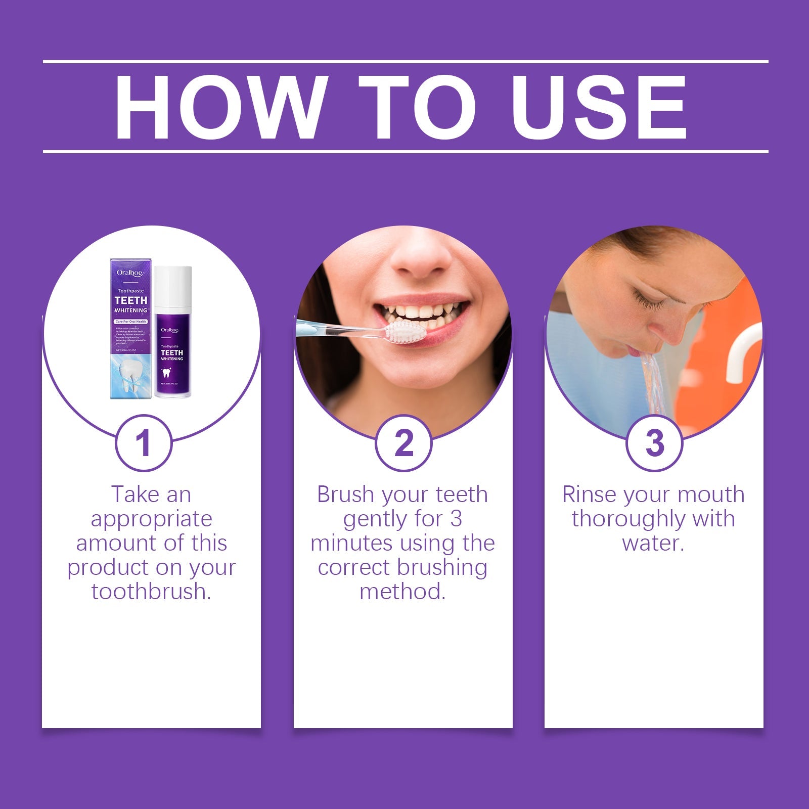 Purple Toothpaste Gently Cleans Odors, Dirt And Brightening Teeth Daily Hygiene Care Toothpaste