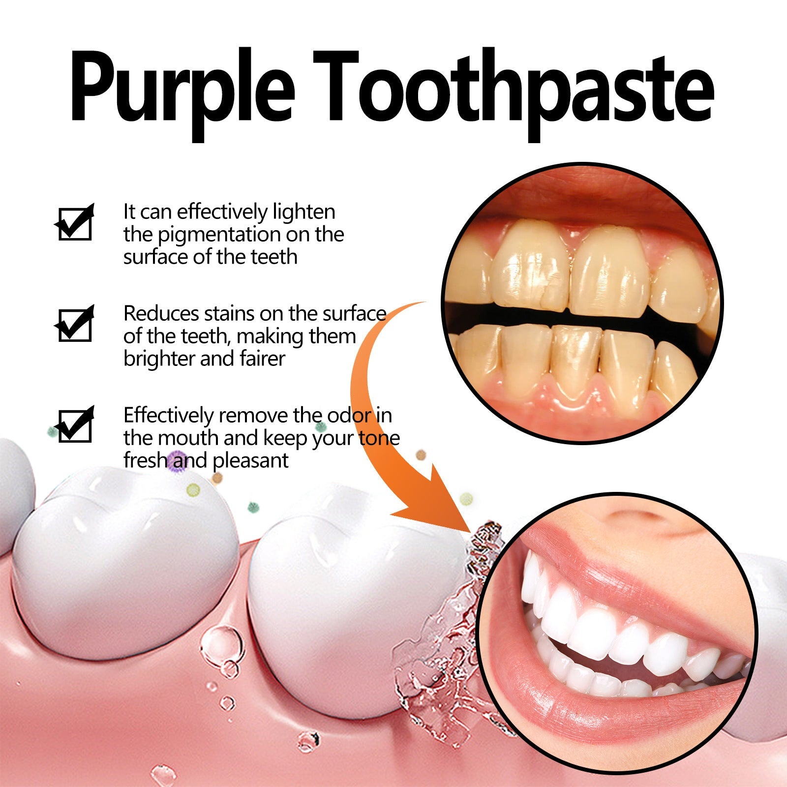 Purple Toothpaste, Deep Cleaning Tartar Stains Odor Fresh Breath Toothpaste