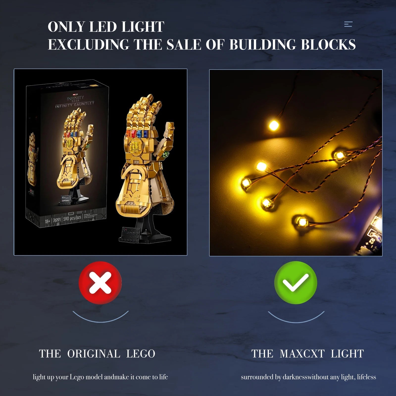 (Not the Building Blocks) LED Light For Lego 76191 Marvel Infinity Gauntlet Decorative Light Up your Model Decorative Lamp