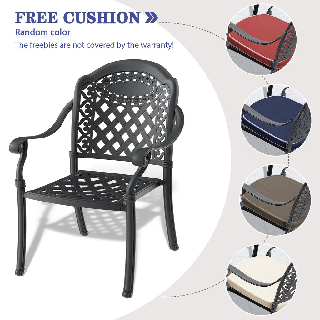 (Cushions In Random Colors)5-Piece Set Of Cast Aluminum Patio Furniture With Cushions