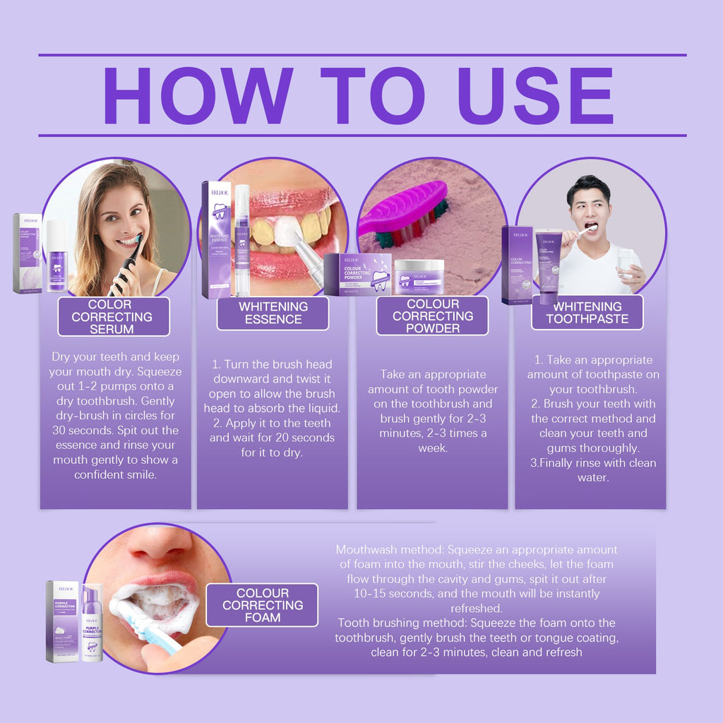 Purple Toned Teeth Set Clean Teeth Fresh Breath Care Mouth Clean Mouth Care