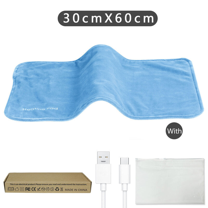 **5V USB grey heating pad (19.6x11.8") with 59" cable for cramps & back pain, works as mini heated blanket.**