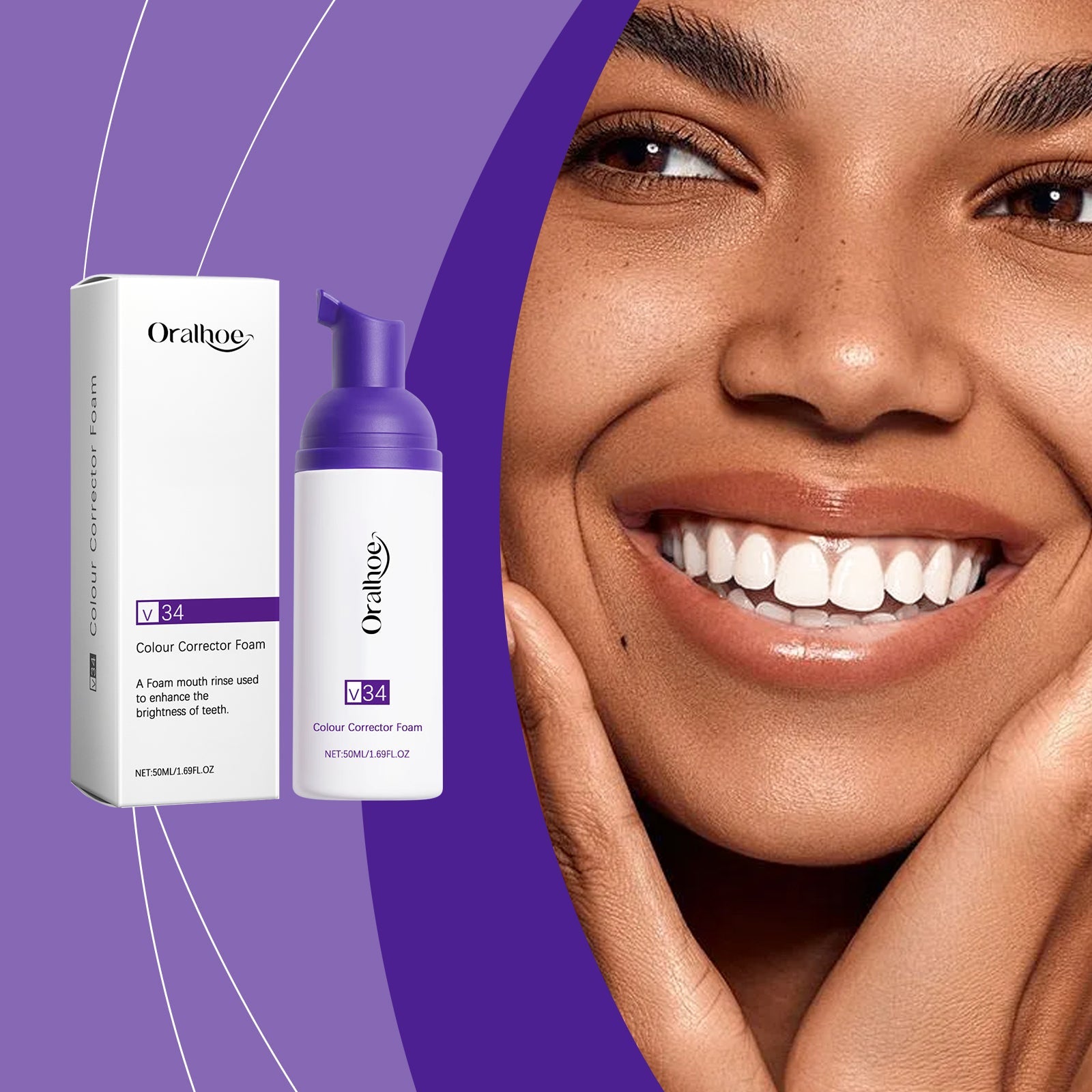 Purple Teeth Cleaning Mousse, Clean And Care For Teeth Oral Care Remove Stains And Gentle Teeth Cleaning Mousse