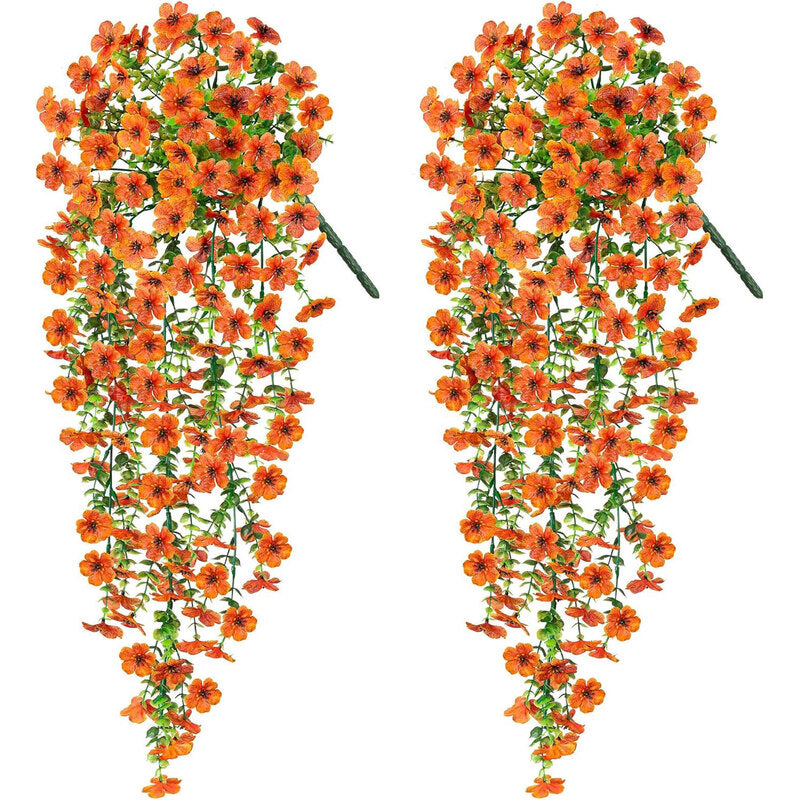 Purple hanging artificial flowers, vines for wedding arch, home, garden, party, autumn decor, fake eucalyptus, plant decor, 2 pc