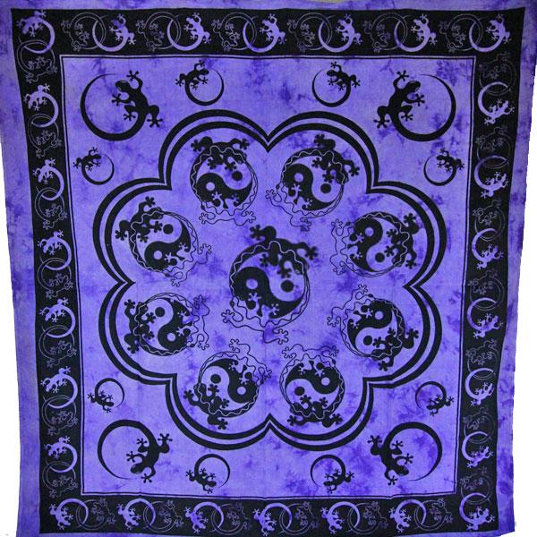 Purple Salamander Yin Yang Cotton Tapestry Wall Art Handmade