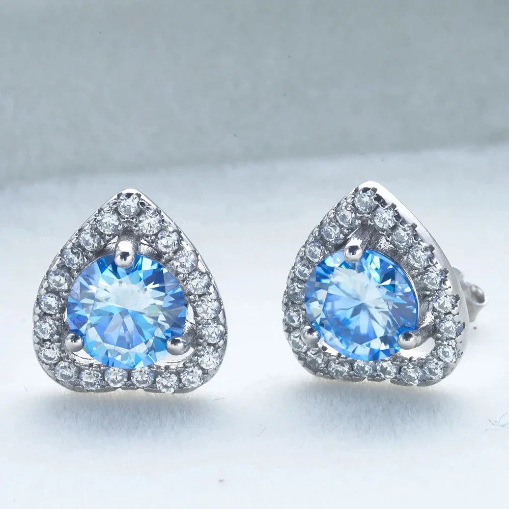 1 Ct 6.5mm Pink Moissanite Heart Stud Earrings 925 Sterling Silver