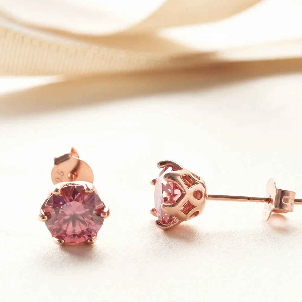 0.5-1ct D Color Moissanite Stud Earrings 925 Sterling Silver Gold Plated