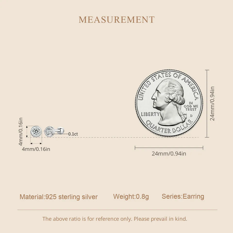 0.1 Ct Moissanite Stud Earrings 925 Sterling Silver Round Bridal Jewelry