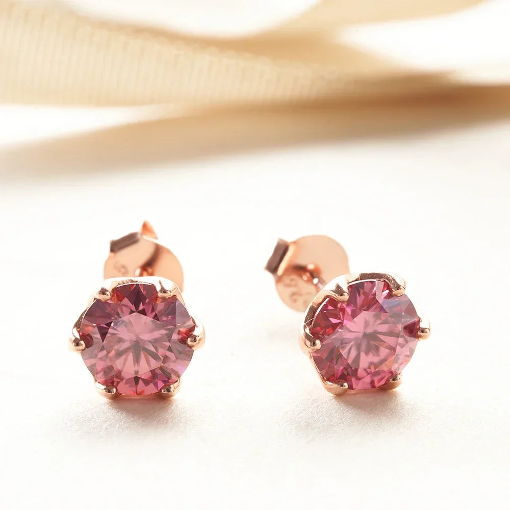 0.5-1ct D Color Moissanite Stud Earrings 925 Sterling Silver Gold Plated